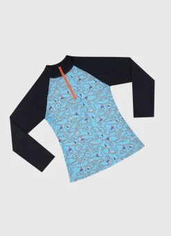 Aqua Blu Rashies^Long Sleeve Rash Vest Bowline