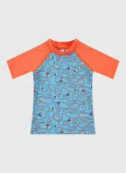 Aqua Blu Rashies^Short Sleeve Rash Vest Bowline