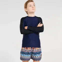 Aqua Blu Shop Teens (8-16)^Building Blocks Long Sleeve Rash Vest Black