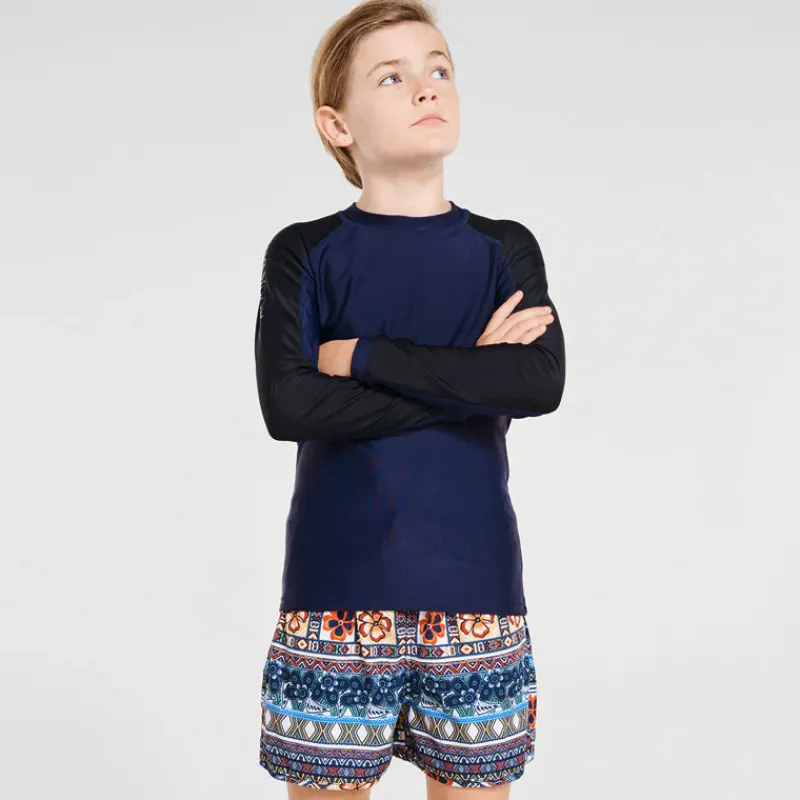 Aqua Blu Shop Teens (8-16)^Building Blocks Long Sleeve Rash Vest Black