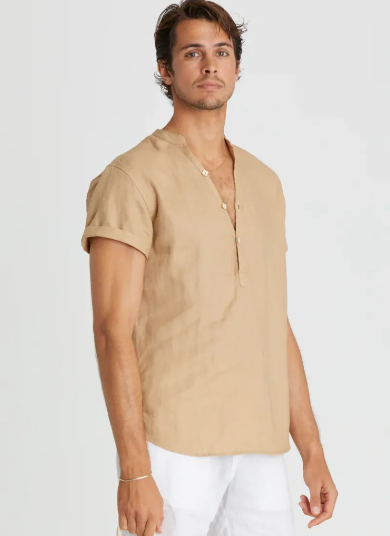 Aqua Blu Tops|Tops^Aaron Shirt Caramel