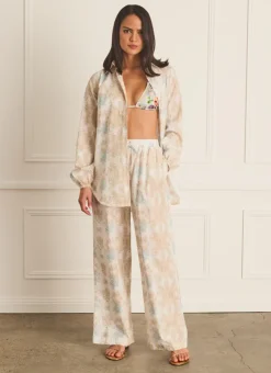 Aqua Blu Bottoms^Resort Pants Dianthus