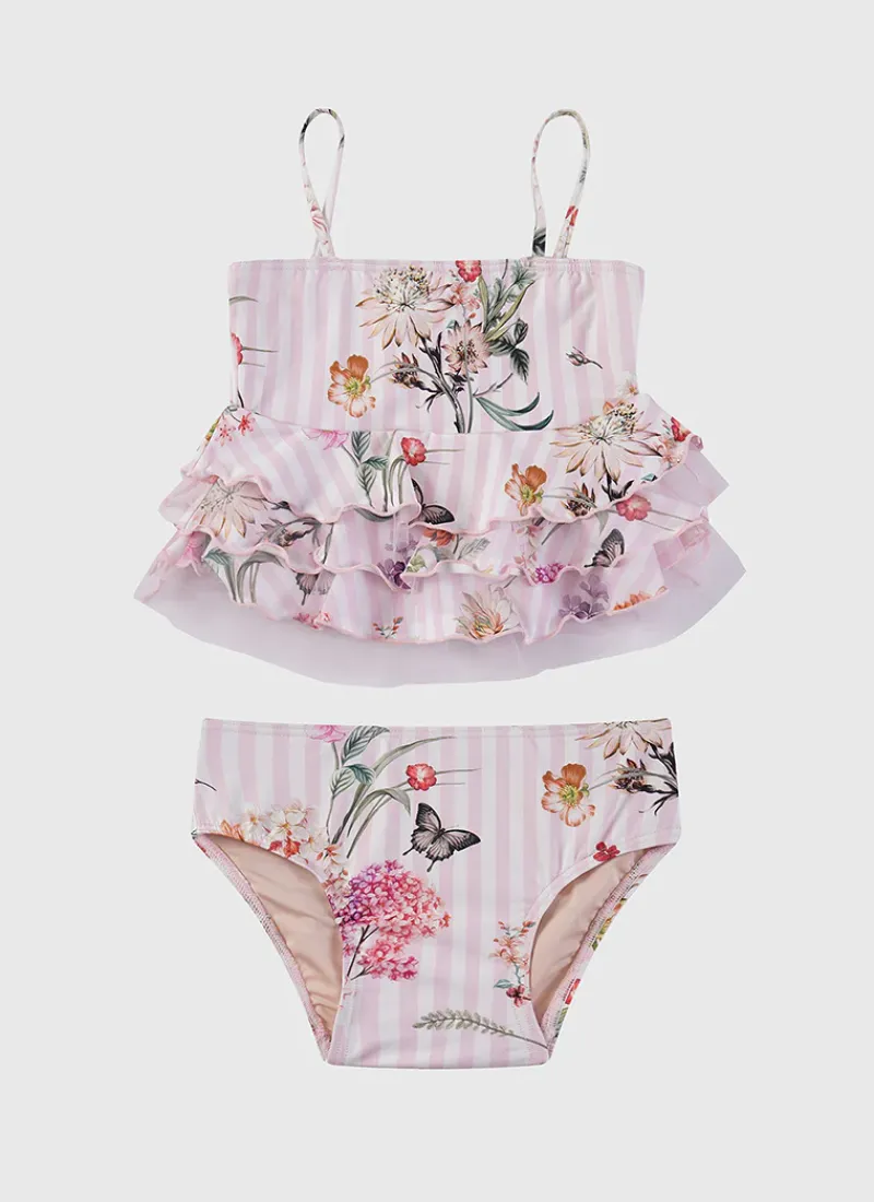 Aqua Blu Sets^Tiered Frill Tankini Set Flutter