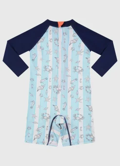 Aqua Blu Shop Infants (00-2)|Sunsuits^Long Sleeve Sunsuit Mariner