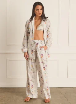 Aqua Blu Tops^Odilia Beach Shirt Moonflower