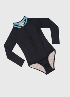 Aqua Blu Shop Teens (8-16)|One Pieces^Stepping Stones Long Sleeve One Piece Black