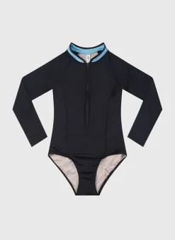 Aqua Blu Shop Teens (8-16)|One Pieces^Stepping Stones Long Sleeve One Piece Black
