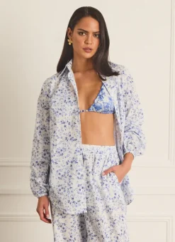 Aqua Blu Tops^Odilia Beach Shirt Willow